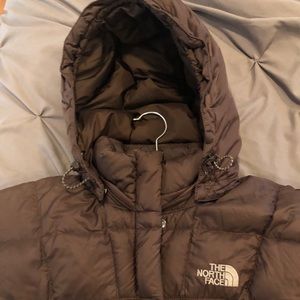 Dark brown north face metropolis down coat